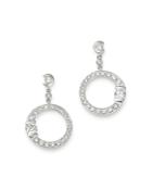 Roberto Coin 18k White Gold Small Pave Diamond Signature Drop Earrings