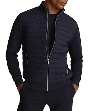 Reiss Flintoff Long Sleeve Interlock Quilted Funnel Neck Hybrid Jacket