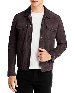 John Varvatos Brandon Slim Fit Leather Trucker Jacket