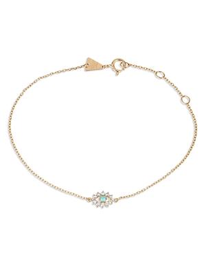 Adina Reyter 14k Yellow Gold Turquoise & Diamond Evil Eye Chain Bracelet