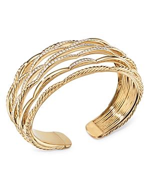 David Yurman Tides Cuff Bracelet In 18k Yellow Gold With Diamonds