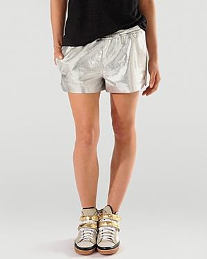 Maje Leather Shorts - Ayo Silver