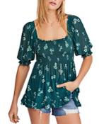 Free People Delta Dawn Smocked Floral Top