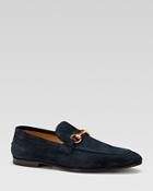 Gucci Elanor Harness Over Web Suede Loafers