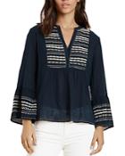 Velvet By Graham & Spencer Zaley Embroidered Peasant Top