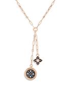 Roberto Coin 18k Rose Gold Venetian Princess Black & White Diamond Floral Motif Lariat Necklace, 15