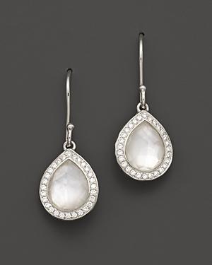 Ippolita Sterling Silver Stella Small Teardrop Earrings In Mother-of-pearl With Diamonds