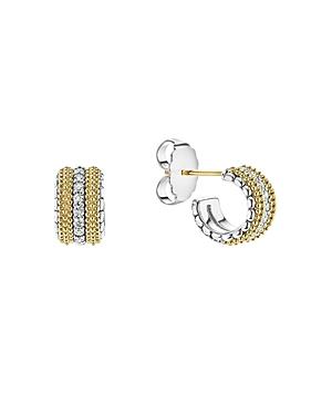 Lagos 18k Gold And Sterling Silver Diamond Lux Small Hoop Earrings