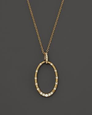 Diamond Oval Pendant Necklace In 14k Yellow Gold, .20 Ct. T.w.