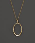Diamond Oval Pendant Necklace In 14k Yellow Gold, .20 Ct. T.w.
