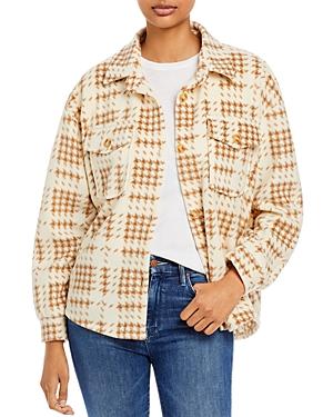 Jolie & Joy Houndtooth Plaid Polar Fleece Shacket
