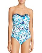 Tommy Bahama Tropical Shirred Bandeau One Piece Swimsuit