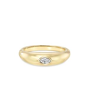 Zoe Lev 14k Yellow Gold Diamond Marquis Dome Ring