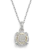Judith Ripka 18k Yellow Gold And Sterling Silver Round Pave Diamond Pendant Necklace, 17