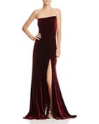 Aqua Asymmetric Strapless Velvet Gown - 100% Exclusive
