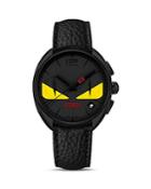 Momento Fendi Bug Black Pvd Watch With Leather Strap, 40mm