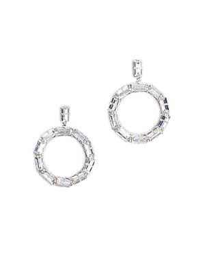 Deepa By Deepa Gurnani Jalsa Baguette Cubic Zirconia Open Drop Earrings In Stainless Steel