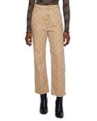 Jonathan Simkhai Printed Straight Jeans In Sepia Plaid