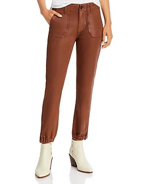 Paige Mayslie Jogger Jeans In Cognac Luxe Coated
