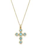 Blue Topaz Cross Pendant Necklace In 14k Yellow Gold, 18 - 100% Exclusive