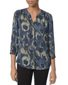 Nydj Notched-neck Printed Blouse