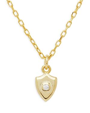 Argento Vivo G Baby Cubic Zirconia Shield Pendant Necklace In 14k Gold Plated Sterling Silver, 16-18