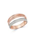Bloomingdale's Diamond Multi-row Ring In 14k Rose & White Gold, 0.33 Ct. T.w. - 100% Exclusive