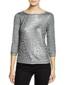 Three Dots Natalie Metallic Leopard Print Sweatshirt