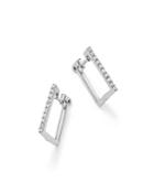 Roberto Coin 18k White Gold Diamond Square Hoop Earrings