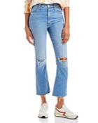 Mother The Hustler Flared Leg Distressed Ankle Jeans In Understudy