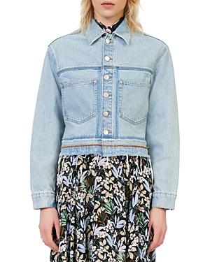 Maje Berga Denim Jacket With Frayed Hem
