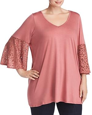 Status By Chenault Plus Lace-sleeve Top