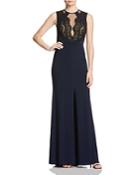 Avery G Illusion And Lace Bodice Gown
