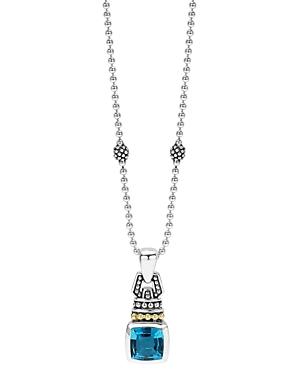 Lagos 18k Yellow Gold And Sterling Silver Glacier Pendant Necklace With Swiss Blue Topaz, 16
