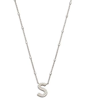 Kendra Scott Letter S Adjustable Pendant Necklace In Rhodium Plated, 19