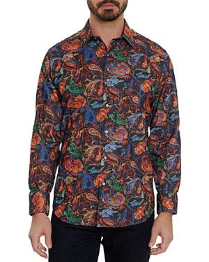 Robert Graham Santorini Cotton Blend Micro Corduroy Paisley Print Classic Fit Button Down Shirt
