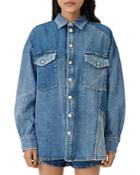Maje Cilly Patched Denim Overshirt