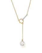 Bloomingdale's Cultured Freshwater Pearl & Diamond Lariat Necklace In 14k Yellow Gold, 16 - 100% Exclusive