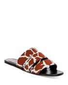 Staud Women's Mona Giraffe Print Beaded Slide Sandals