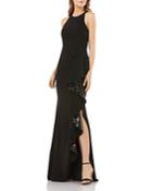 Carmen Marc Valvo Infusion Sequined Ruffle Crepe Gown