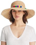 Marzi Pom-pom Trim Floppy Straw Sun Hat