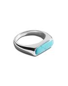 Shinola Sterling Silver Elongated Turquoise Signet Ring
