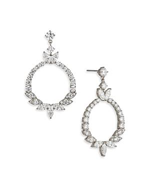 Nadri Wren Cubic Zirconia Cluster Hoop Drop Earrings In Rhodium Plated