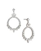 Nadri Wren Cubic Zirconia Cluster Hoop Drop Earrings In Rhodium Plated