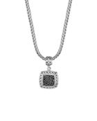 John Hardy Sterling Silver Classic Chain Medium Square Pendant With Black Sapphire