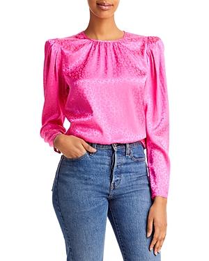 Aqua Jacq Leopard Print Puff Shoulder Blouse - 100% Exclusive