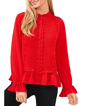 Cece Pleated Ruffled Long Sleeve Blouse