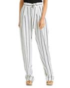 Lauren Ralph Lauren Striped Belted Wide Leg Pants