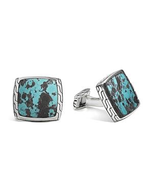 John Hardy Men's Sterling Silver Classic Chain Square Cufflinks With Turquoise