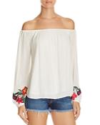 Lovers And Friends Over The Sea Embroidered Off-the-shoulder Top